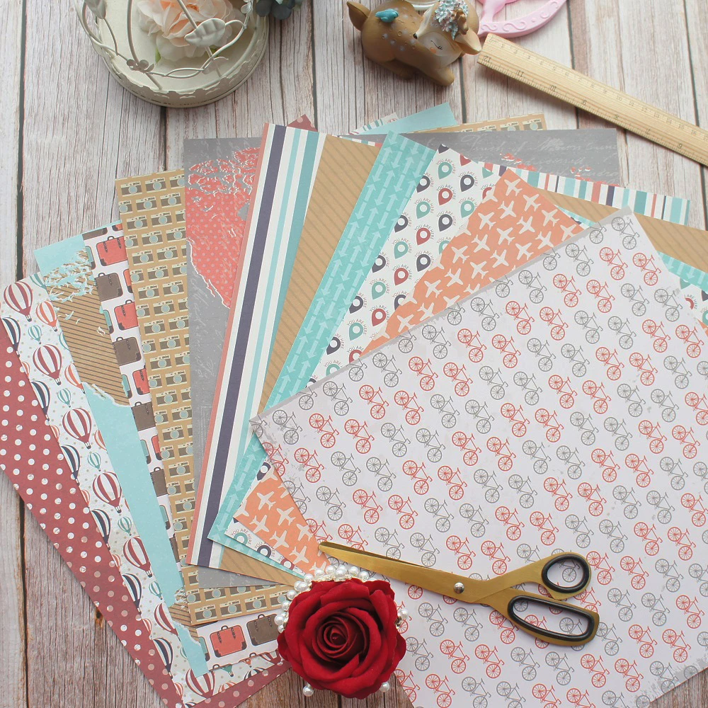 

24sheets 12" DIY this summer is travel time design gift wrapping paper creative paper craft handmade scrapbooking set