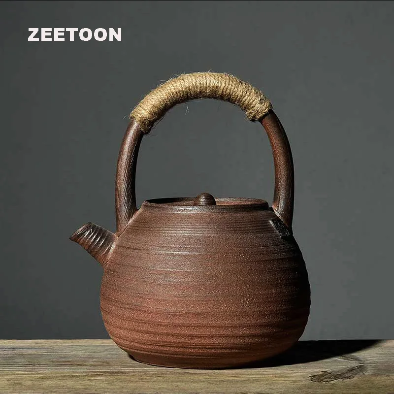 900 мл японский стиль винтаж грубая керамика чайный набор кунг-фу Высокая емкость чайник для приготовления чая чайник креативный домашний орнамент