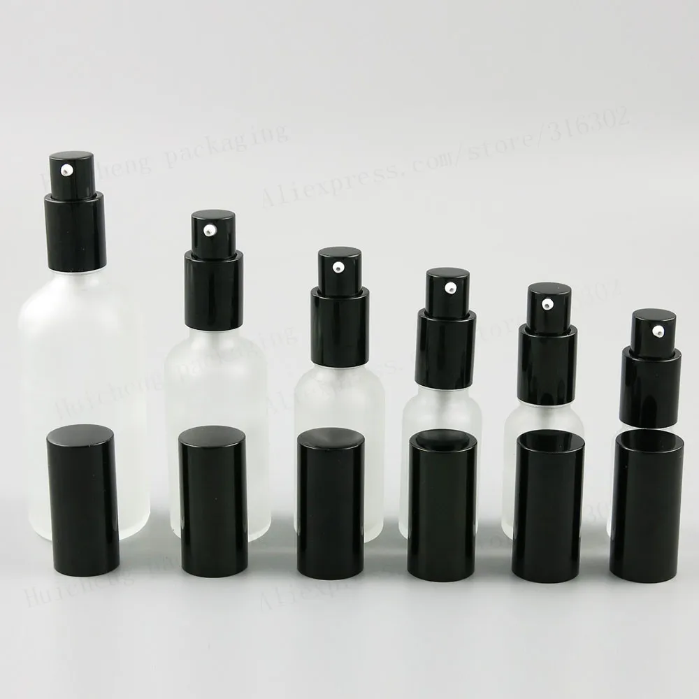 

Empty Frost Clear Glass Bottle With Aluminium Pump Travel Glass Cream Shampoo Bottle 100ML 50ML 30ML 20ML 15ML 10ML 12pcs