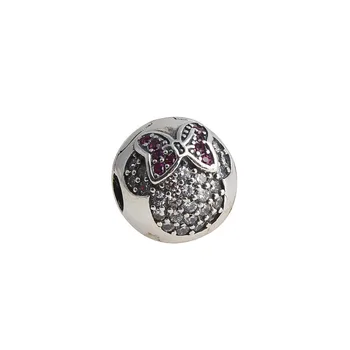 

New Fashion Original 925 Sterling Silver Charm Minnie Pave Clip Beads Fit Pandora Bracelet Pendant Authentic Women Jewelry