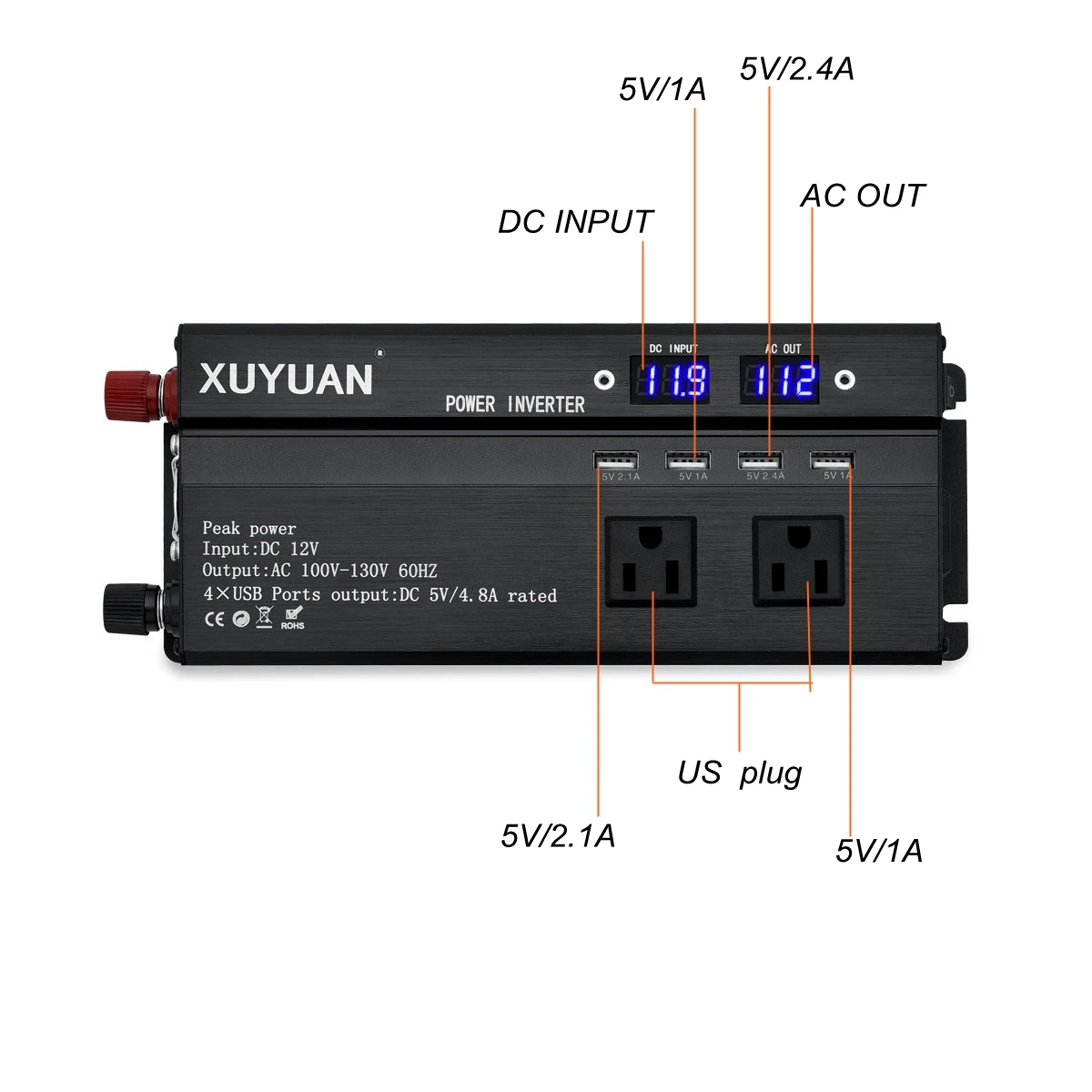 Солнечный инвертор 6000W P eak DC 12 V/24 V to AC 110 V/220 V модифицированный синусоидальный автомобильный инвертор для грузовиков