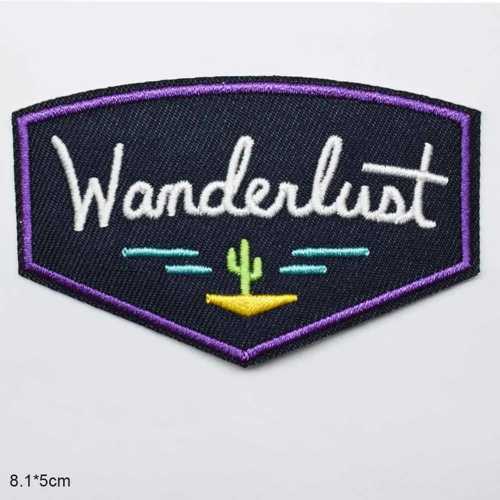 Буквы слова Wanderlust железа на вышитые одежды патчи для одежды музыка Группа наклейки одежды оптом - Цвет: Wanderlust(ZM XRZ