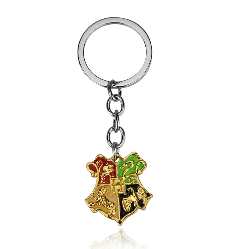 

MQCHUN Fashion Movie Jewelry Hogwarts Badge Key Chains School Wizard Badge pendant car Keychain for men gifts souvenir