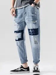 El Barco рваные джинсовые мужские джинсы из хлопка синий хип-хоп мягкий тонкий мужские шаровары летние Карманы Уличная одежда повседневные