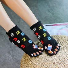 3 пары детских хлопковых утепленных колготок на пять пальцев носки 5 носком Для женщин хлопковые носки с рисунками из мультфильмов; Милые Japen носки Обувь с дышащей сеткой кавайные носки с раздельные пальцы