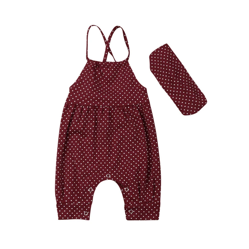 

Baby Girl Summer Overalls Toddler Kids Baby Girls Strap Rompers Jumpsuit Polka Dot Cotton Harem Pants Trousers 0-3 Yrs