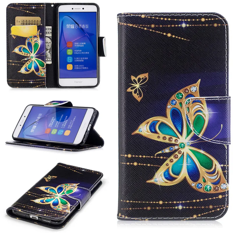 Для Huawei P8 Lite 2017 ТПУ чехол цветок бабочка Панда Сова шаблон бумажник кожаный