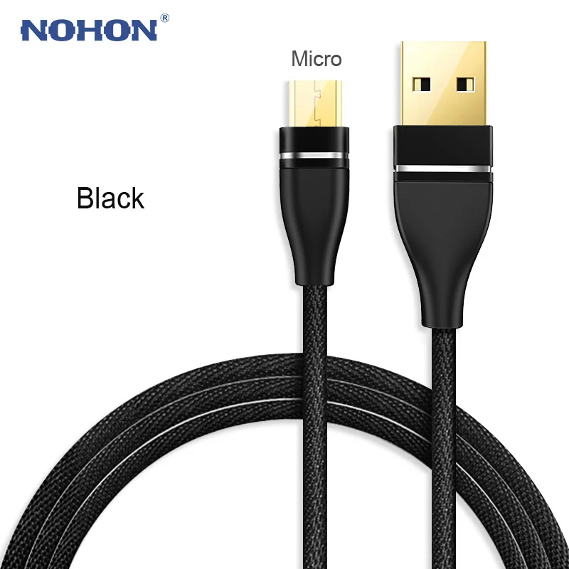 NOHON 3 в 1 USB кабель 8pin Micro type C для Apple iPhone 8X7 6 6S Plus samsung Xiaomi Nokia Быстрая зарядка USB провод - Цвет: For Micro Black