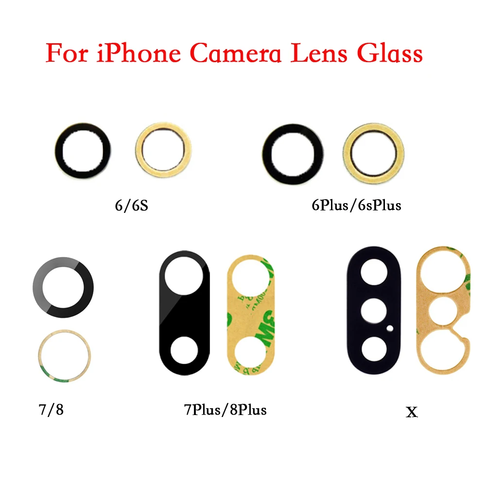 

2pcs Back Rear Camera Glass Lens Cover Replacement with Adhesive For iPhone 6 6 Plus 6s 6s Plus 7 8 Plus X