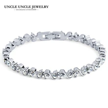 Белый золотой цвет сверкающий 36 шт. прозрачный Цирконий полностью Шипованный Римский стиль Strand женский теннисный браслет оптом подарок