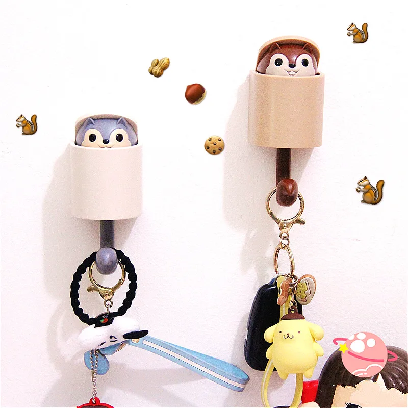 

Cute Coat Wall Hook Key Holder Outstretch Squirrel Hook Clothes Bag Hat Hanger Kids Room Wall Decor Kitchen Bathroom Accessories