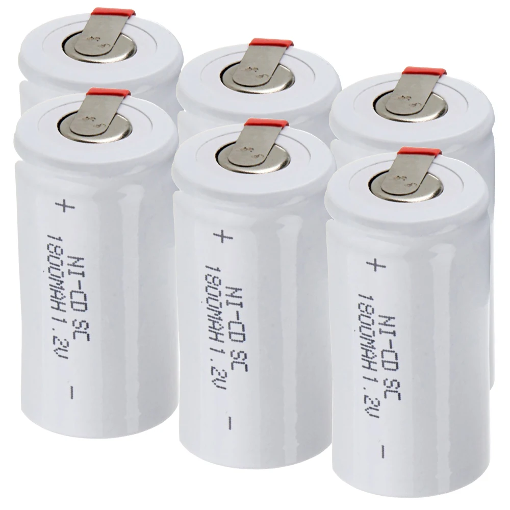Самая низкая цена 6 шт аккумулятор SC 1 2 v батареи перезаряжаемые 1800 mAh nicd Батарея