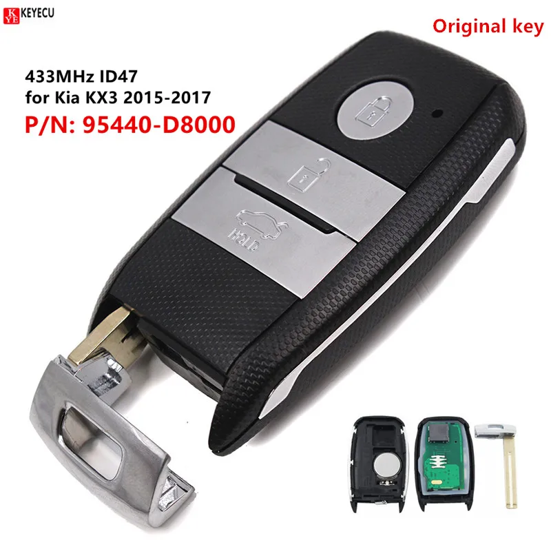 

Keyecu Genuine Remote key Fob 433MHz ID47 Chip for Kia KX3 2015 2016 2017 P/N: 95440-D8000