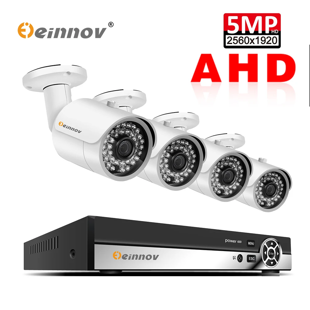 Камера видеонаблюдения Einnov 4 канала 5 МП AHD DVR водонепроницаемая 2 ТБ HDD |