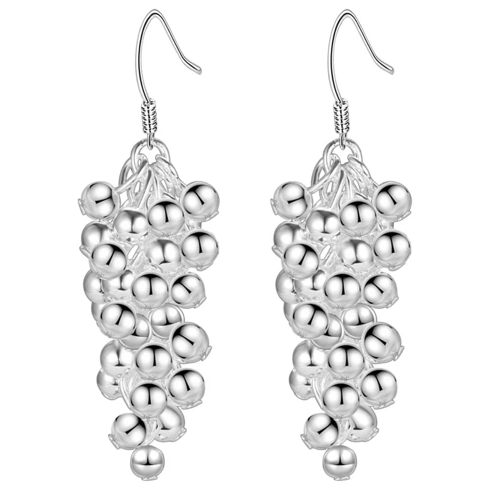 Gorgeous Wholesale Silver Color Charms Earrings For Women 925 Silver Fashion Jewelry Grape Earrings GY-AE314