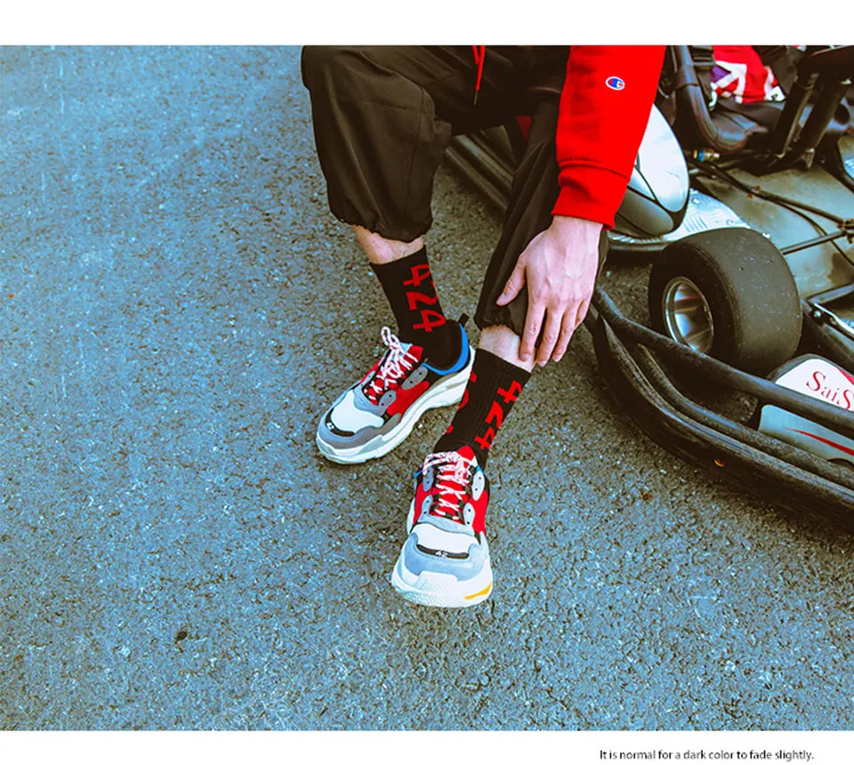 Для мужчин мода скейтборд хлопок гольфы уличная Hihop Фитнес Harajuku носки дышащие Нескользящие хлопчатобумажные носки экипажа Мужской