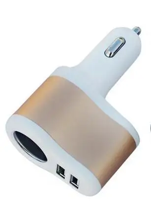 Зарядник адаптер питания с двумя разъемами USB для зарядки в авто - Название цвета: Gold