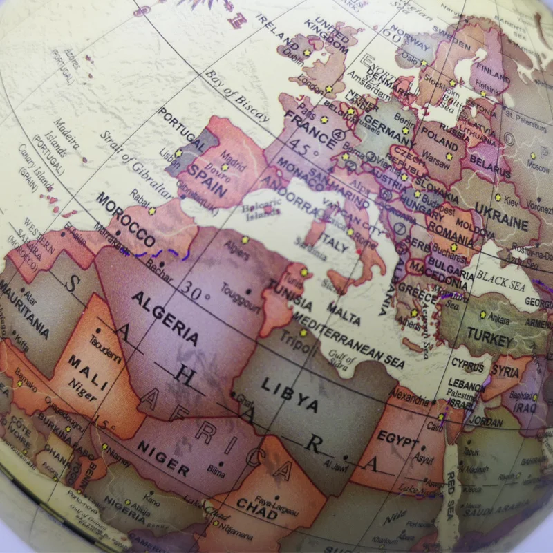Vintage Pedestal English edition globe world map decoration earth globe with Wooden base Geography terrestrial globe tellurion