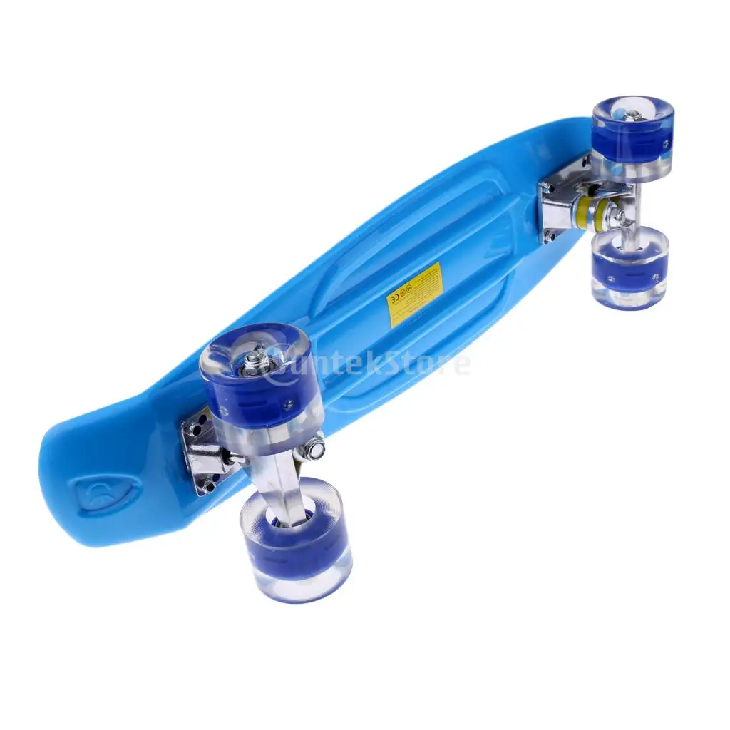 

22' x 6' Anti-slip Beginners Children Kids Teens LED Light-up Mini Cruiser Skateboard Blue Rose Red