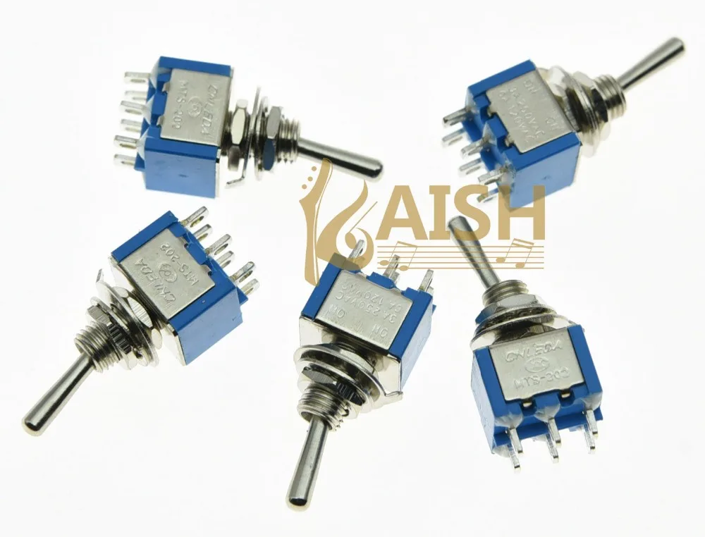 5x DPDT 6 Pin 3 Way ON/ON/ON Guitar Mini Toggle Switch SALECOM Car - Foto 8