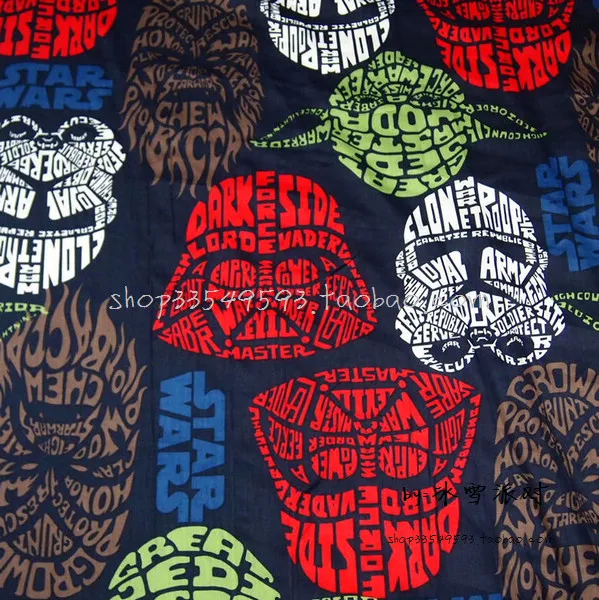 100*140 см классический мультфильм Звездные войны хлопчатобумажная ткань для шитья Diy ручной работы ремесло ребенок постельные принадлежности домашний кошелек из ткани одеяло