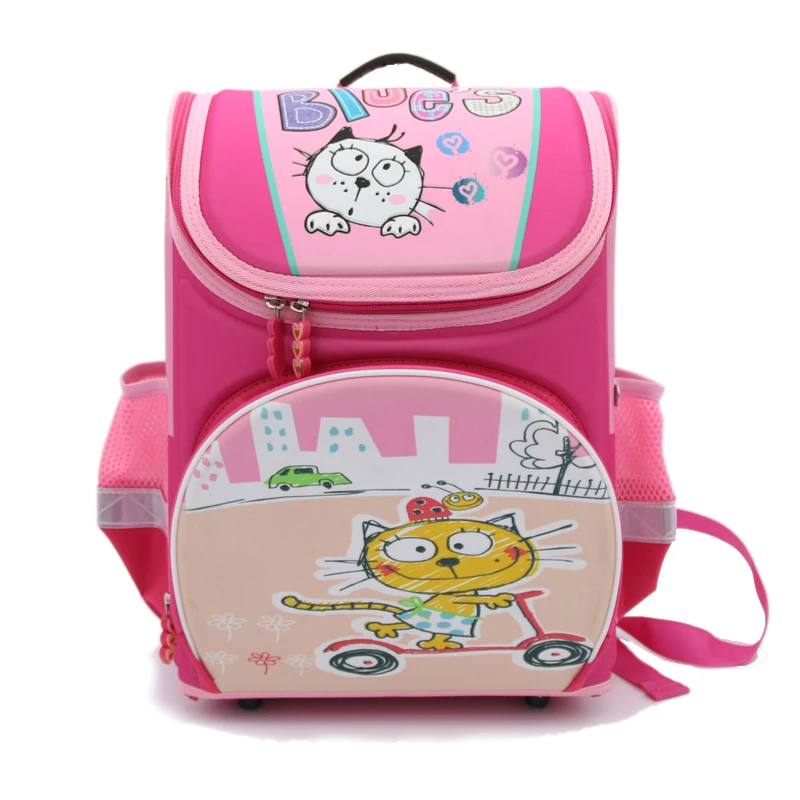 New 2016 Cartoon cat print backpacks Girls pink School Bags Waterproof Foldable Orthopedic kids School Backpacks Kids Bolsas