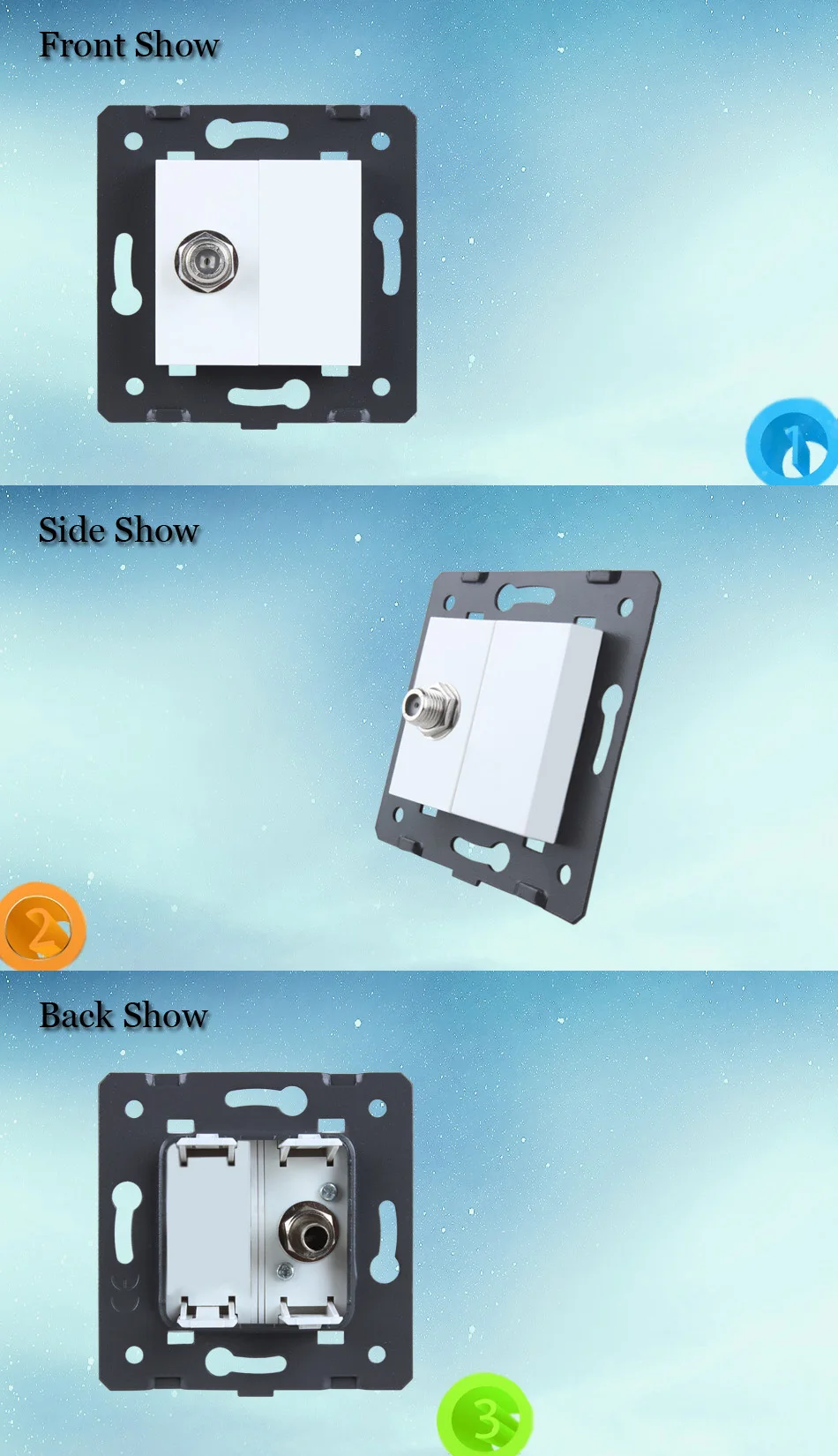 WELAIK EU-standard Satellite-Socket DIY-запчасти для настенных спутниковых розеток-без стеклянной панели A8SAW/B