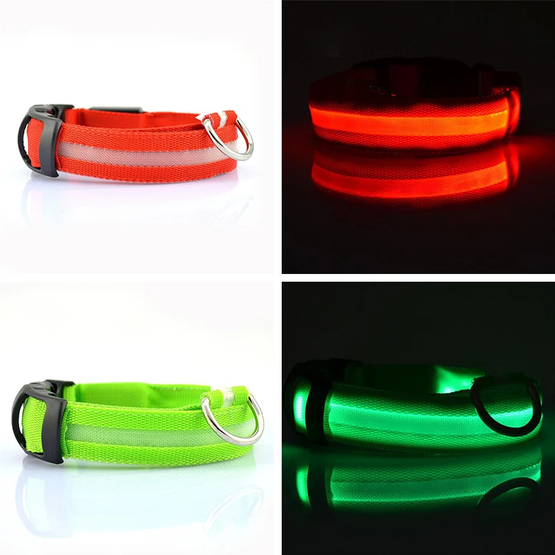 USB Rechargeable LED Dog Pet Collar Flashing Luminous Safety Light Up Nylon UK 
