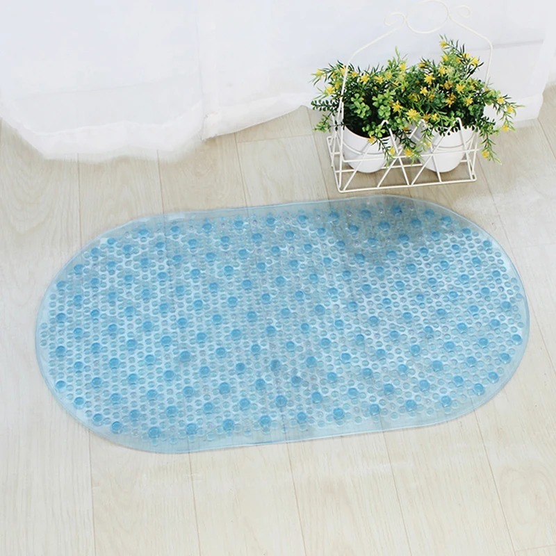 Homemiyn Modern Bath Mat Transparent Blue Elliptical Pvc Bathroom