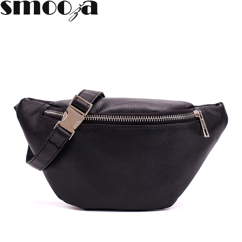 

SMOOZA Fashion Chain Fanny Pack Banana Waist Bag New Brand Belt Bag Women Waist Pack PU Leather Chest bag Belly Bag