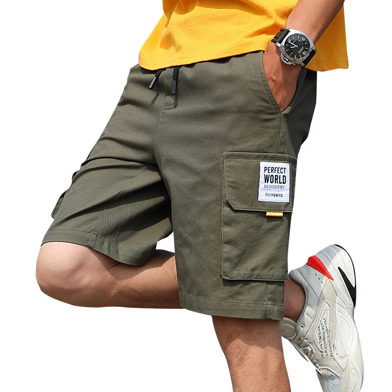 TFETTERS летние мужские повседневные Шорты ropa de hombre одноцветные прямые шорты длиной до колен мужские хлопковые шорты в стиле сафари