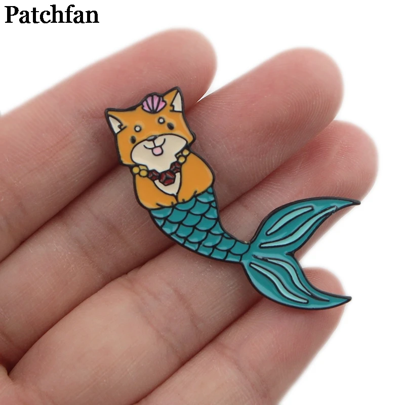 20 шт./лот Patchfan собака "Русалка" цинковый металлический Узелок значки para рубашка сумка Одежда Кепка рюкзак броши для обуви значки медали A2241