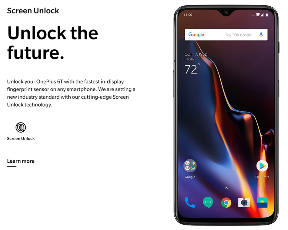 Оригинальный смартфон Oneplus 6 T 6 T 6 GB 128 GB Snapdragon 845 19,5: 9 Full screen In display Fingerprint ID 6,41 "20MP OxygenOS