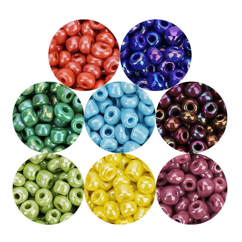 Sauvoo 450pcs 8 Colors Glass Seed Bulk Beads 4mm Colorful Brown Color