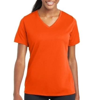 Sport-Tek LST340 Ladies PosiCharge Racer Mesh V Neck Tee Neon Orange - 3XL (1)