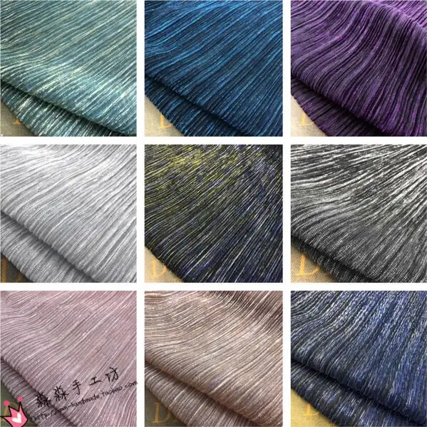 

3meters 2018 New Spring And Summer Electro-Optic Fabric Color Flash Point Superfine Pleated Mesh Perspective Crushed Mesh Fabric