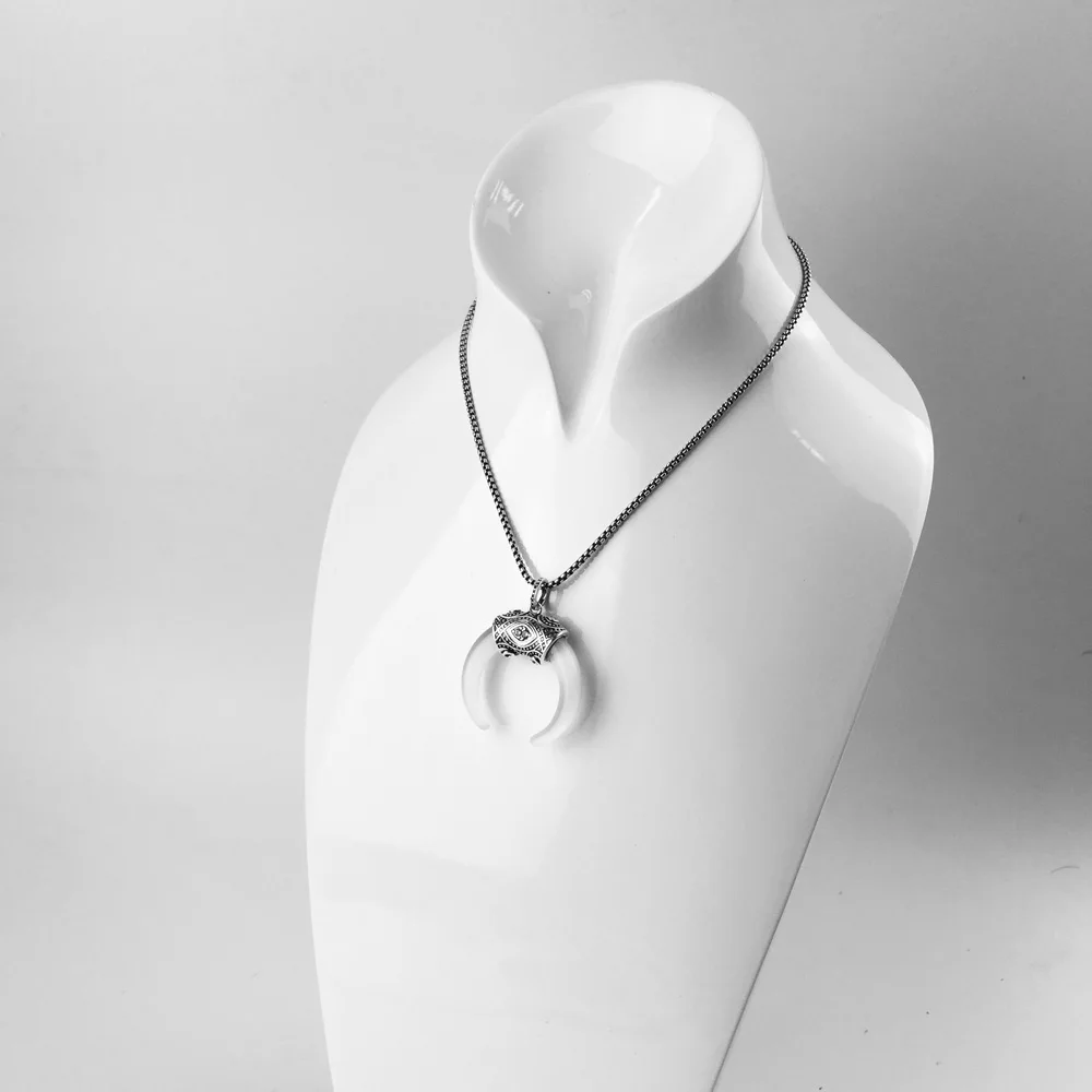 Кулон белый зуб тигра 925 стерлингового серебра для женщин девочек модный подарок стиль Томас Мода кулон Fit Link ожерелье