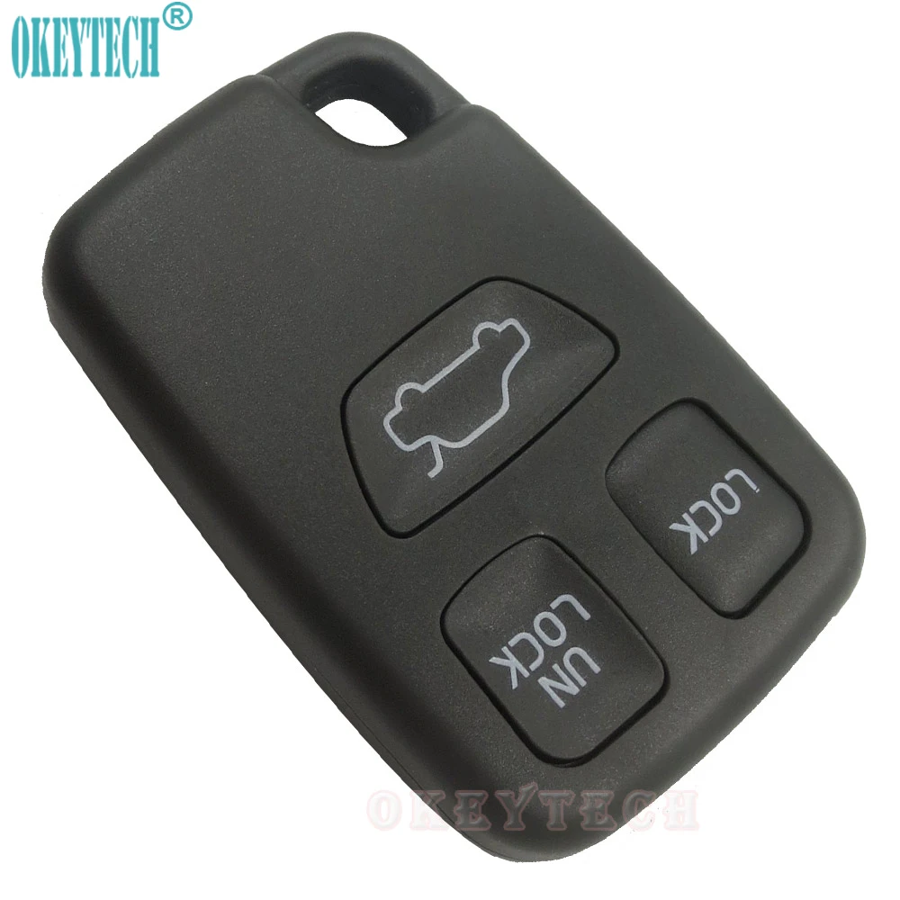 OkeyTech Remote FOB Car Key Shell Uncut Blade Key Case Replacement Auto Key Cover 3 Buttons For VOLVO S70 V70 C70 S40 V40 98-05
