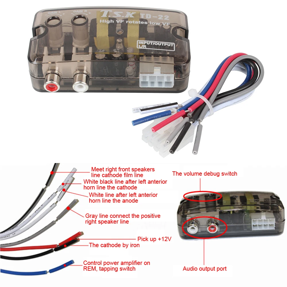 Buy Car Speaker to RCA Line Level Converter Adaptor