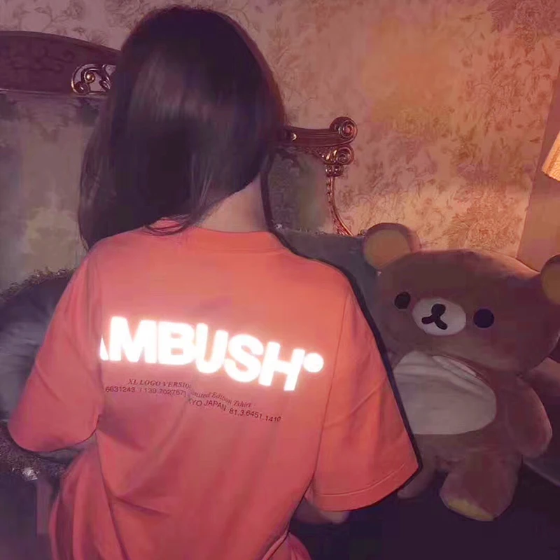 

Ambush logo men and women T-shirt Justin Bieber summer funny Reflective Cotton Hip Hop letter print harajuku casual Tshirt