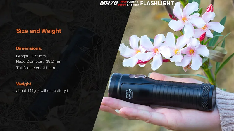 Jiguoor mr70 Перезаряжаемые фонарик xhp70.2 CW/XP-G2 СЗ LED Макс. 3500lm луч бросать 248 м открытый факел + 26650 5500 мАч батареи