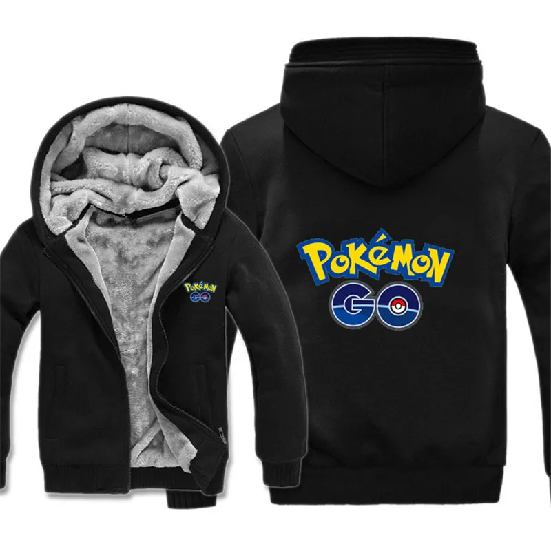 Pokemon Go Sweatshirts Winter Fleece Fahion Pikachu Hoodies Warm Fleece