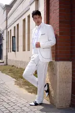 male suits white men wedding dress groom suit Male formal dress costume male party for singer bar jacket pants vests