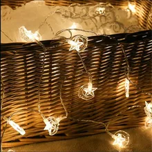 220 В, 10 м, 50 светодиодный Сказочный светильник с Луной и звездами, сказочный светодиодный светильник, украшение для свадьбы, Рождественский свет