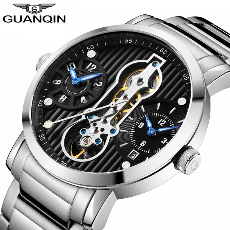 

GUANQIN Luxury Brand Men Watch Creative Automatic Skeleton Tourbillon Full Steel Waterproof Men's Business Mechanical Watches
