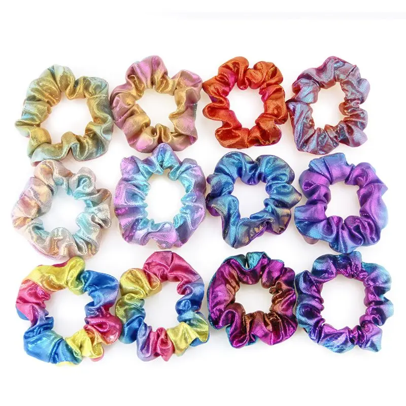 

6 Pcs/pack New Hot Stamping Rainbow Bowel Headband Fashion Women Hair Ring Two-color Stretch Headwear Can Stick Head Flower Girl