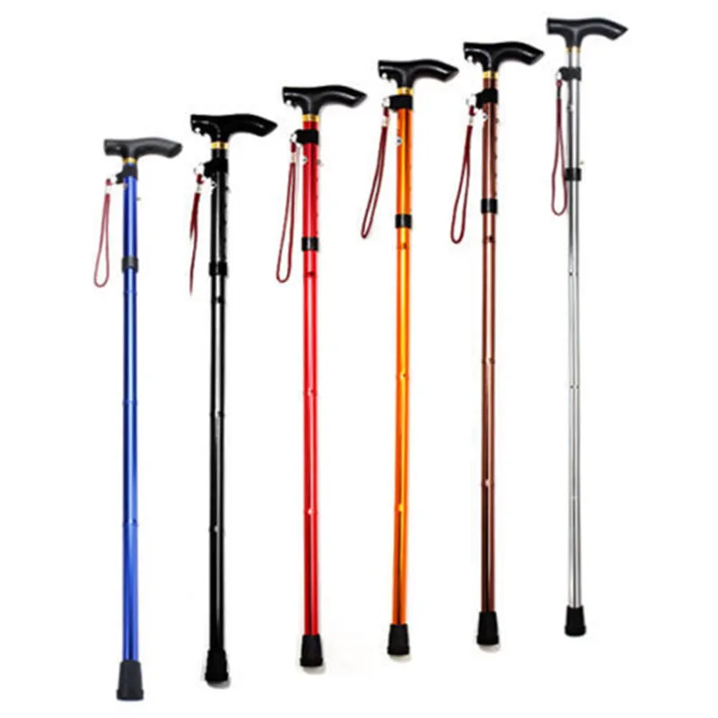 

1PCS Portable Easy Folding Walking Stick Adjustable Aluminum Alloy Trekking Stick Mountaineering NEW Hiking Telescopic Baton