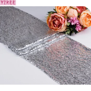 

12x110 inch modern sequin bling table runner for party decoration,silver glitter table runner
