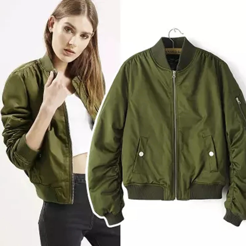 

MOSRTOINE Winter Parkas Army Green Bomber Jacket Women Coat Cool Basic Jacket Padded Zipper Chaquetas Biker Outwear Fashion New