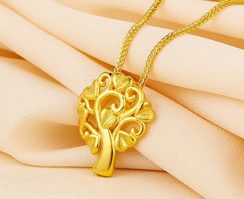 Luxury Fashion Authentic 3D 24k Yellow Gold LOVE Tree Pendant 1.76g